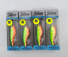 (4) Salmo Rail Shad 6 Crankbait Fishing Lures Lot of 4 - Green Tiger