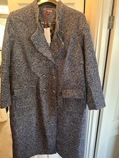 Women's Blue with Gold Flecks Tweed Coat By Joe Brown - Size 26 BNWT