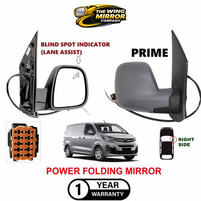 For Toyota Proace 2016 to 2023 Right Side Electric Power Fold Mirror Unit Prime
