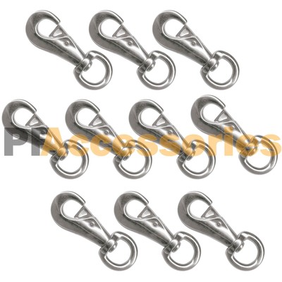 10 Pcs 4'' Heavy Duty Bull Snap Latching Hook Round Swivel Eye Chrome Silver Bulk