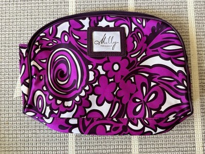 Milly for Clinique Makeup Bag Zippered Cosmetic Bag Purple Floral Pattern New