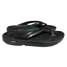 Oofos Women’s Black Oolala Recovery Thong Sandal Slide Size 11 US