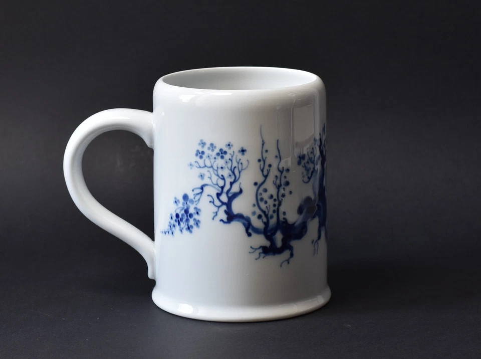 Meissen Porzellan Krug Bierkrug Humpen Blaue Orchidee auf Ast handgemalt - Bild 4 von 4