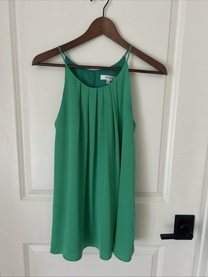 MILLY Women s Size 2 Kelly Green Pleated Silk Spandex Sleeveless Trapeze Top