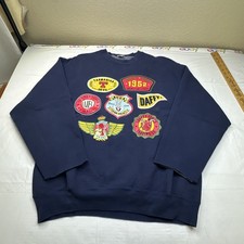 VTG Looney Toons Sweatshirt Mens Bugs Bunny Daffy Duck 90s Blue Sz- L 6656