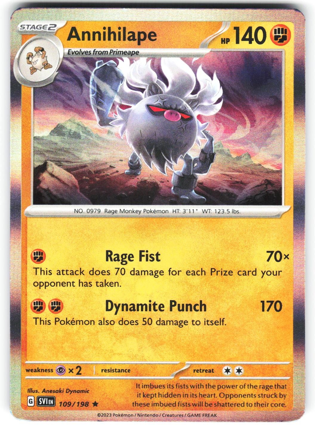 Annihilape 109/198 Rare Scarlet & Violet Pokemon Holo Near Mint