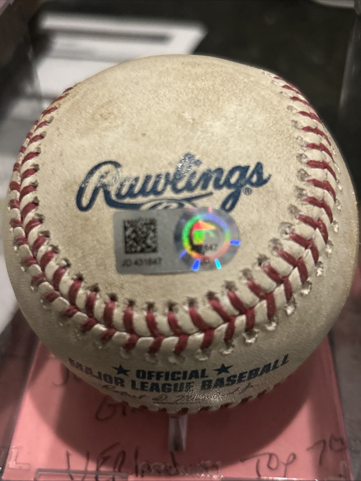 Astros vs Angels 4/25/18 Verlander vs Upton Game-Used Baseball MLB Holo JD431847