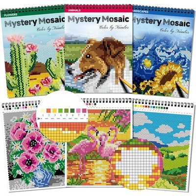 Mystery Mosaics Color By Number Coloring Book, 3Pack Relaxing Squares Triangl...