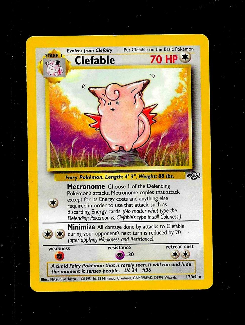 Clefable - # 17/64 - 70HP- Stage 1 - 1999 - NM