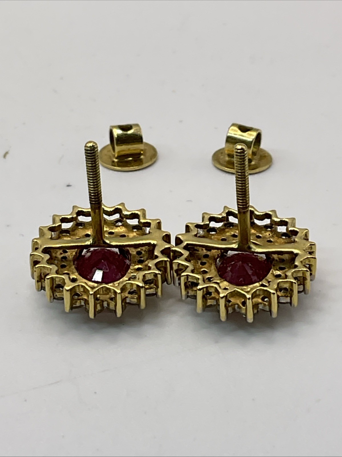 VINTAGE HANDMADE Solid 18K Yellow Gold Ruby & Dia… - image 12