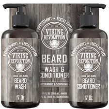 Beard Wash  Conditioner Set with Argan  Jojoba Oils - 17 Oz