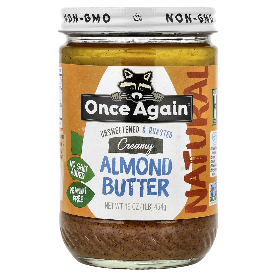 Almond Butter, Creamy, Unsweetened & Roasted, 16 oz (454 g)