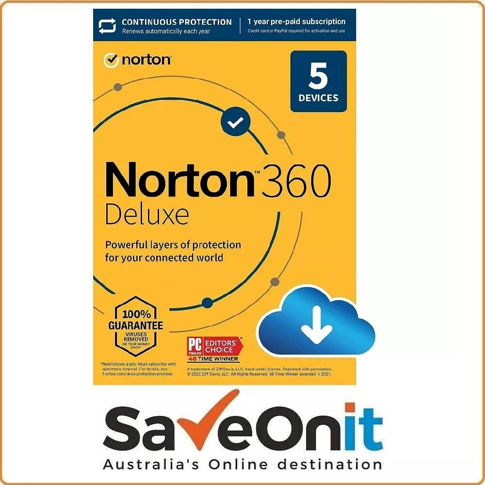 Norton 360 Deluxe 3 Devices / 5 Devices 1 Year Email Lic keys / retail box