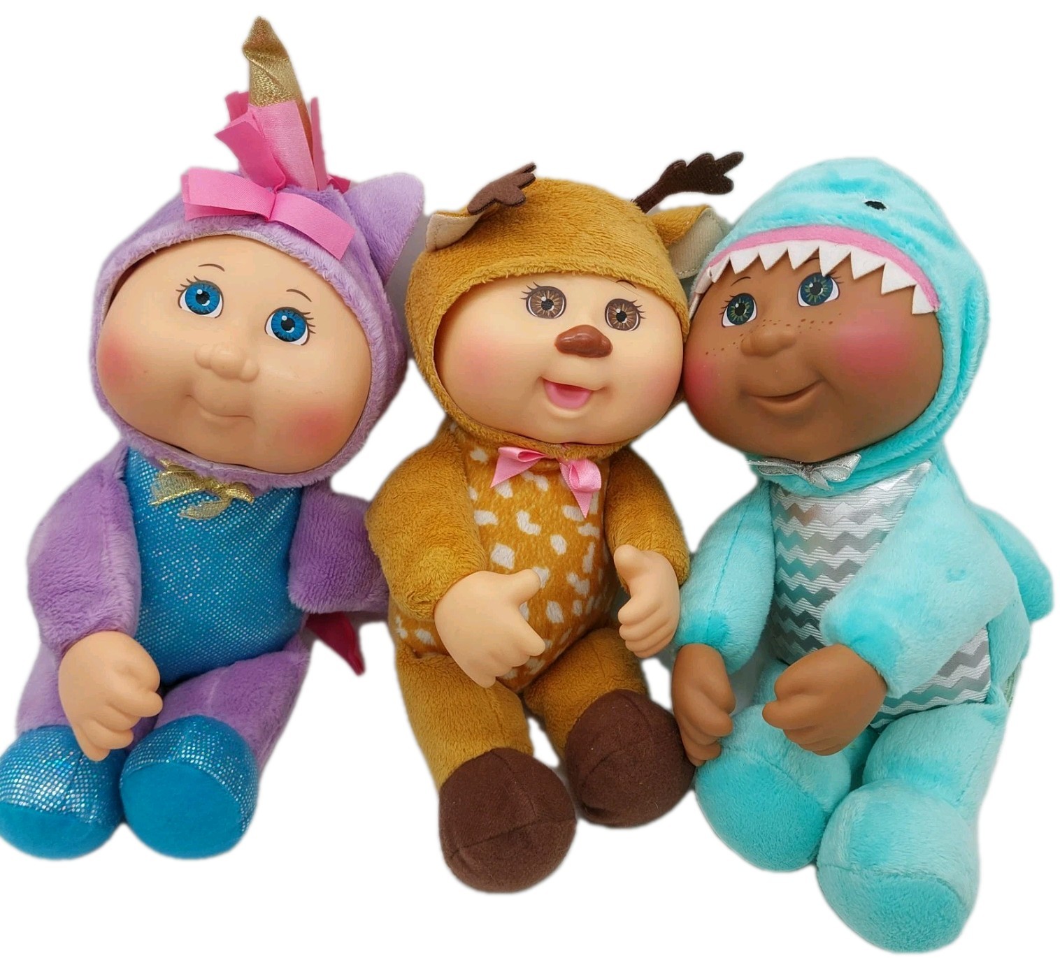 Cabbage Patch Kids Cuties Unicorn Deer Shark Plush Stuffed Animal Lot Of 3