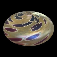 VTG Oil Lamp by San Francisco Music Box Company Marbleized Hand Blown Glass Gold