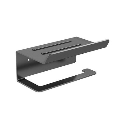 Black Modern Toilet Paper Holder with Storage Shelf Wall Mounted Rack