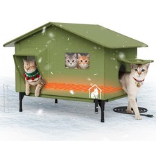 Extra-Large Heated Outdoor Cat House Shelter     Weatherproof  Insulated Feral