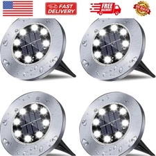 Solar Ground Lights, 4 Pack 8 LED White Solar Pathway Lights, Waterproof, Mod...