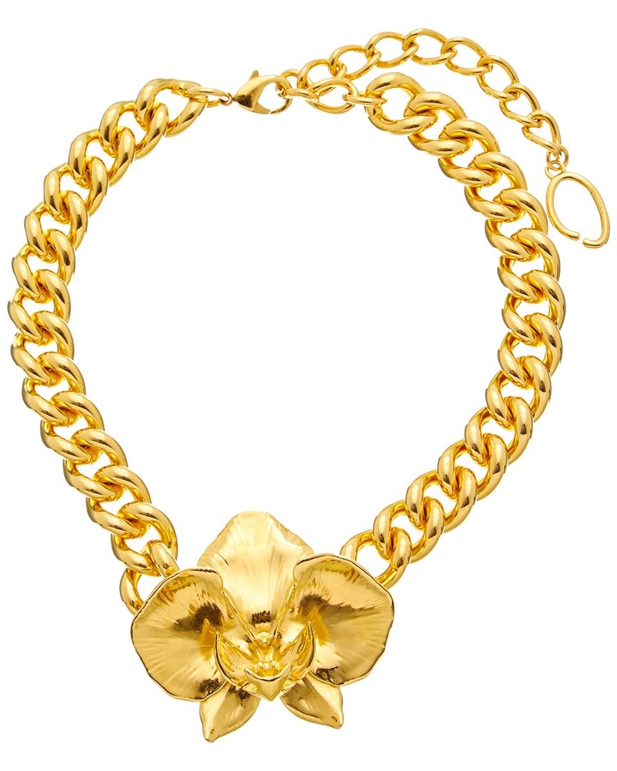 Oscar De La Renta Orchid Cuban Link Necklace Women's