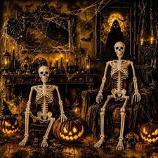 Halloween Skeleton Decorations,36" Posable Human Skeleton Decorations for Hallow