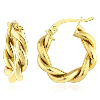 10 Karat Gelbgold geflochtene Doppelröhre Creolen 20 mm