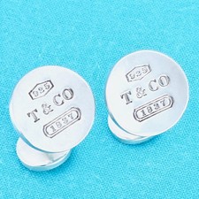 Tiffany & Co. Round Cufflinks Cuff Links Tiffany 1837  Sterling Silver 925