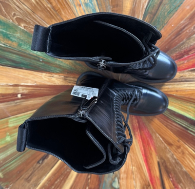 NEW ZARA Tall Lace Up BLACK Combat Boots Chunky Y2K Sz. 38 Women's