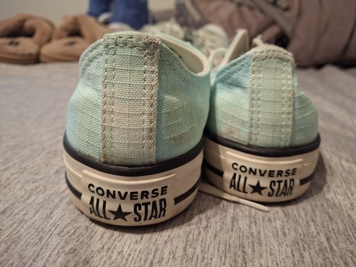 Women Size 7.5 Boys 5.5 Converse low tops All-Stars Aqua Blue Sneakers $25! - Picture 6 of 8