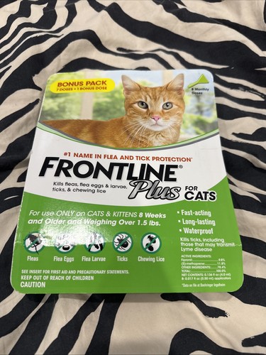 Image showcasing Frontline Plus For Cats Flea Treatment & Prevention 8 Doses ...