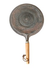 Scalda tortilla vintage in metallo con manico corto in legno diffusore di calore campeggio