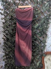 Elegant Ombre Ruched Maxi Dress Size XL 16 Stretchy Strapless Evening Gown