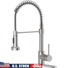 Brushed Nickel Kitchen Faucet Pull Down Sprayer 360 Degree Deck Mount Design New
