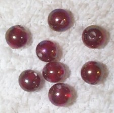 VINTAGE JAPANESE CHERRY BRAND HAND MADE RED IRIDESCENT GLASS BEADS - 12 PCS