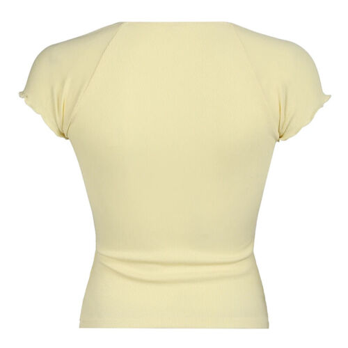 Rapcopter y2k Spitze Strick Crop Top Quadratischer Kragen Kurzarm T-Shirt Damen - Bild 4 von 24