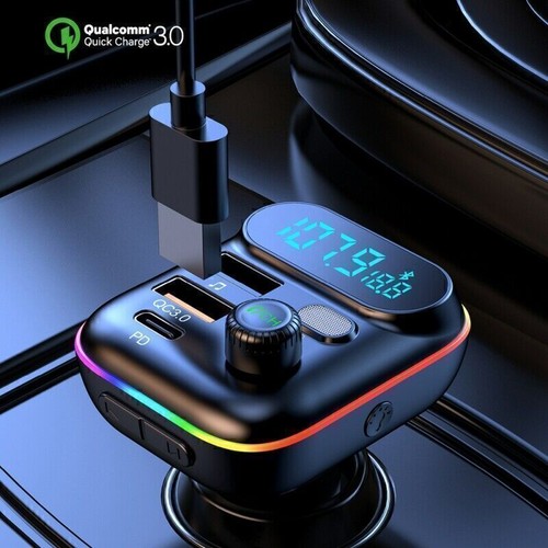 Car bluetooth-Compatible MP3 Player Call FM Transmitter Car Fast Charging QC3.0 - Photo 7 sur 9