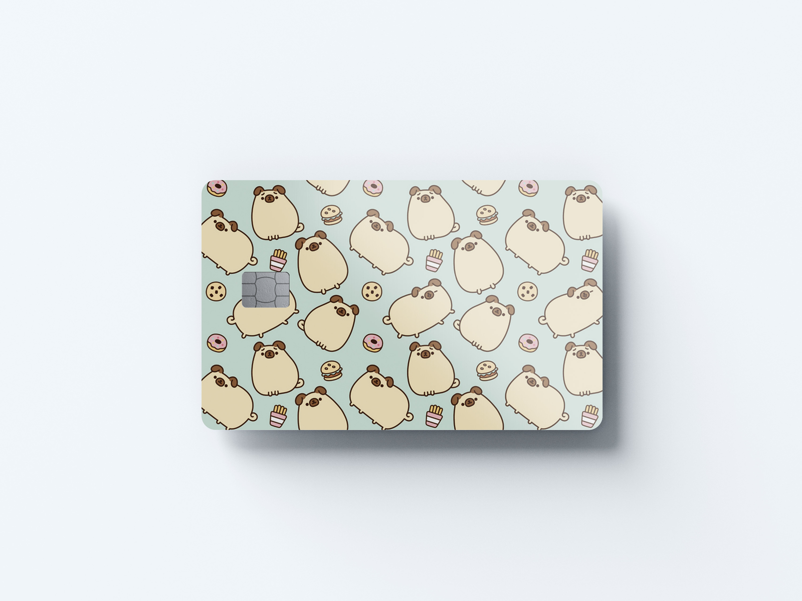 Pugsheen und Süßigkeiten Design | Kreditkartenaufkleber | kleiner Chip | Kreditkartenhülle