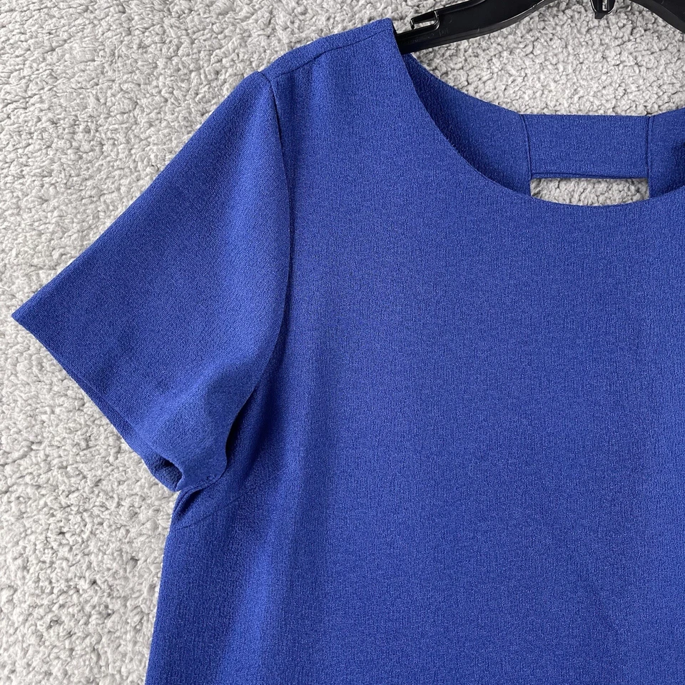 Vestido para mujer Bobeau talla mediana azul diseño espalda abierta profesional elegante Foto 3 de 4