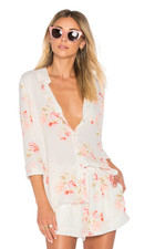 L'ACADEMIE The Classic Peach floral Blouse Shirt Size M BNWT