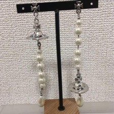 Vivienne Westwood Pierced Earrings Broken Pearl Silver w/drawstring V0163