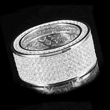3.00Ct Iced Out Diamonds Hip Hop Band Men's Engagement Ring 14k White Gold Over