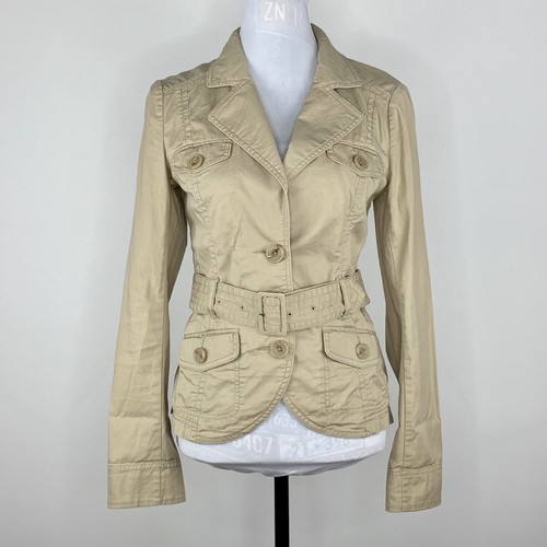 H\u0026M Womens Denim Jacket Beige Jeans 