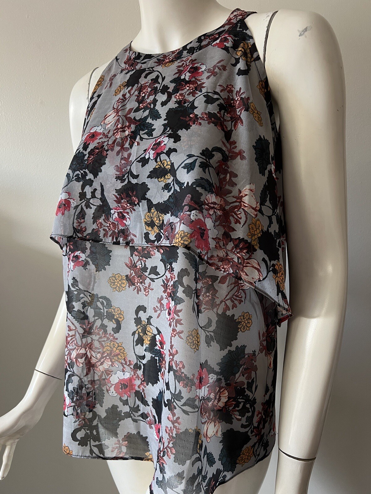 Sweet Sinammon Multicolor Floral Printed Polyester Sleeveless Halter Top Tank S