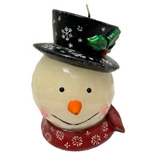 Vintage Christmas Snowman Head Candle Unused 6 x 5" Nose Has Been Repaired