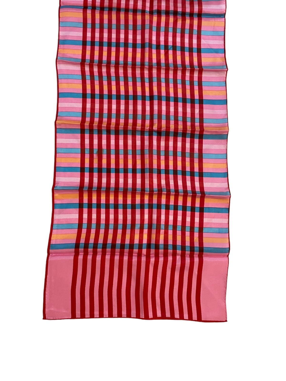 Vintage Plaid Scarf Womens Red Pink Tartan Quiet Luxury Hair Purse Tie