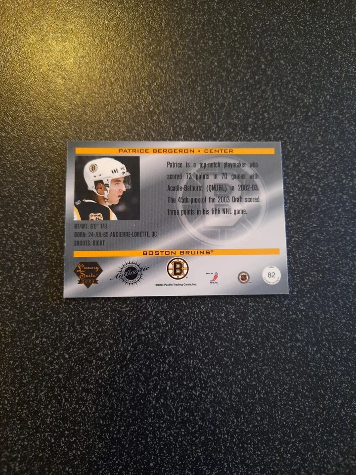 2003-04 Pacific Luxury Suite Patrice Bergeron Rookie Jersey Patch Auto #104/299 - Image 3 of 3