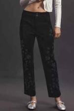 Pilcro the Wonderer Black Velvet Relaxed Leg Decorated Edition Pants 32Tall