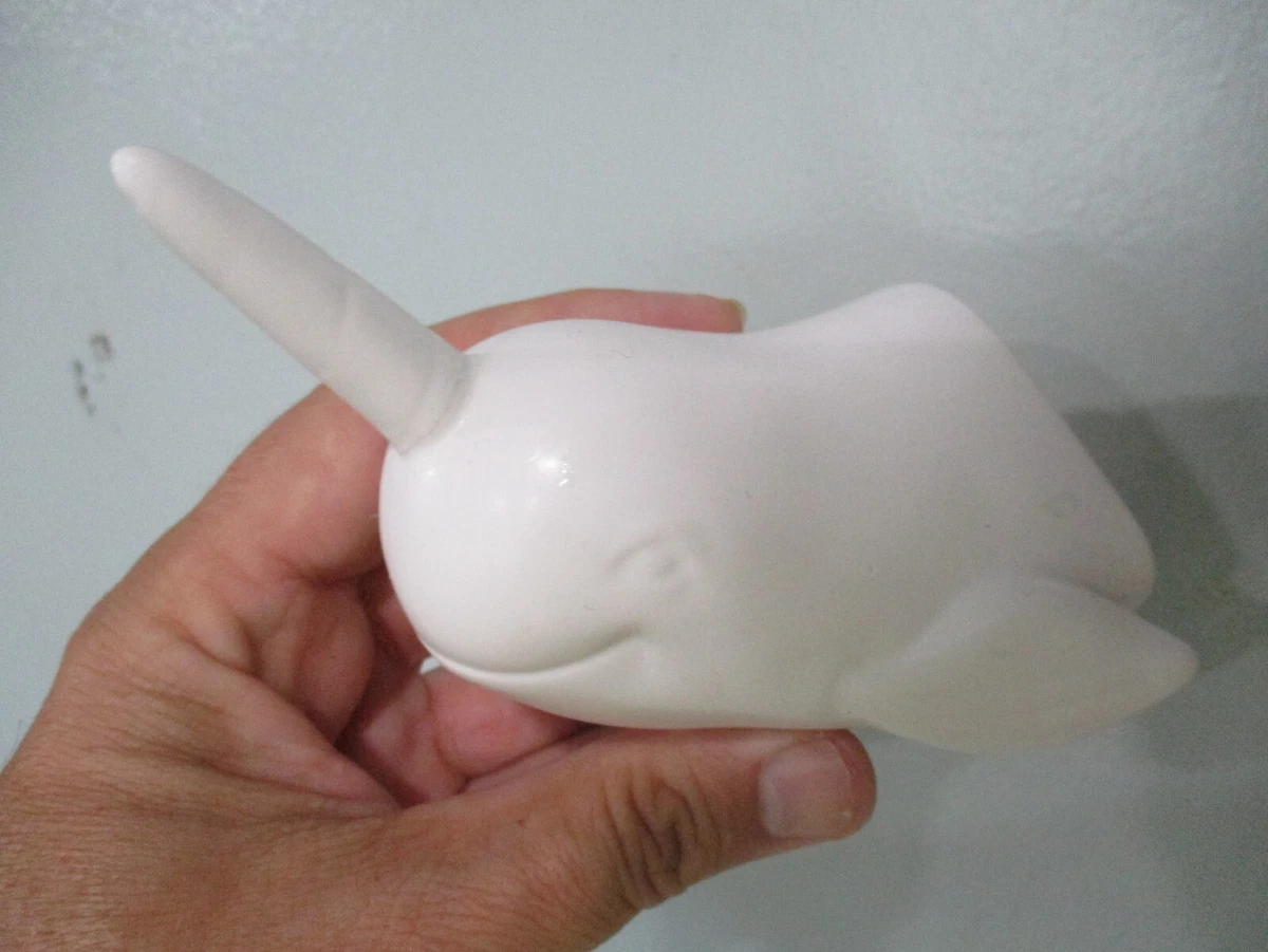 Narwhal wall hook ceramic Faux Taxidermy ring holder unpainted
