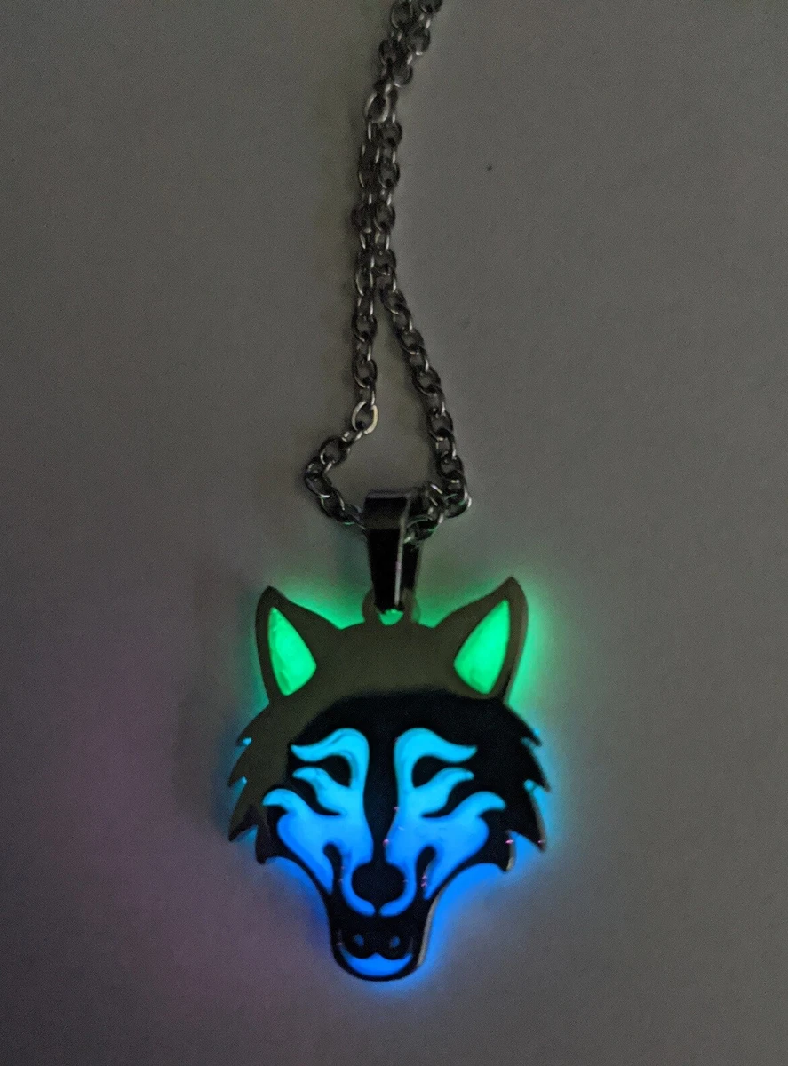 Glow in the dark wolf necklace clearance