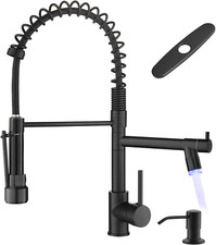 Matte Black Kitchen Faucet with Soap Dispenser  Deck Plate Included