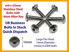 6x Stainless Steel Bolt m6 x 25mm Fairing Screw Big Pan Head for Honda Allen Key